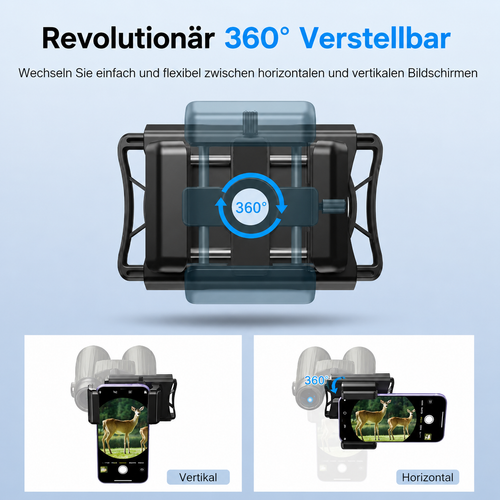 Um 360° drehbarer binokularer Fotoadapter für Android